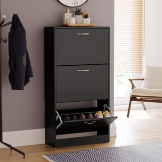 Schuhschrank mit 2 Schubladen zur Aufbewahrung Ausziehen Hölzern Möbelstück Schwarz von Vida Designs