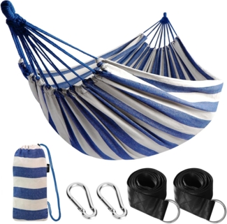 ANYOO Hängematte Outdoor Baumwolle Bequemer Stoff mit Baumfreundlichen Gurten zum Aufhängen, Robuste Tragbare Hängematte mit Reisetasche für Garten, Indoor, Balkon, Terrasse, Camping