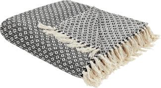 beliani 'CHYAMA' Decke, Baumwolle schwarz, 0,5 x 220 x 240 cm