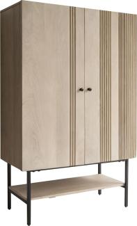 Highboard Nestos 90x140 cm Mango White Wash Metall Schwarz 2 Türen