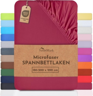 NatureMark - Mikrofaser SPANNBETTLAKEN zum Sparpreis! viele Größen und Farben Markenware (180x200-200x200 cm, Bordeaux rot)