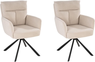 Home4You Polsterstuhl, Beige, Cordbezug, Metallgestell, (Set, 2 St), 180 Grad drehbar mit Rückholfunktion