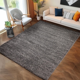 Carpettex Hochflor-Teppich Unicolor - Einfarbig, Läufer, Höhe: 30 mm, Einfarbig Shaggy Teppich Wohnzimmer Langflor versch. farben und größen
