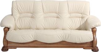 Tennessee Sofa 3-Sitzer Echtleder Beige Eiche rustikal