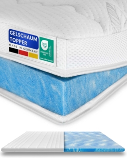 Premium Gelschaum-Topper 120x210 cm mit RG 50 - Hochwertiger Tencel-Bezug - Antirutschfunktion - Umlaufendes Klimaband - Qualität Made in Germany - Gel-Topper 120x210