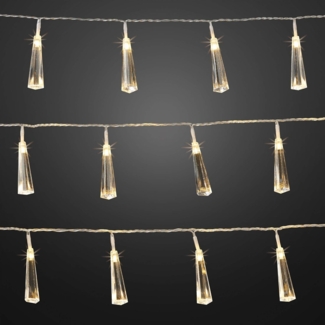 hellum LED-Lichterkette, Kristallzapfen, Dekoration, 24 warmweiße LEDs, 230 cm Lichtlänge, Kabelfarbe transparent, Indoor, Innen-Transformator, 576078