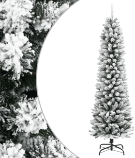 vidaXL Künstlicher Weihnachtsbaum Schlank mit Schnee 180 cm PVC & PE 4019687
