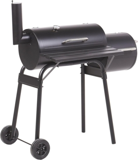 Beliani 'Katla' Holzkohlegrill mit Räucherkammer, Stahl schwarz, 110 x 66 x 114 cm