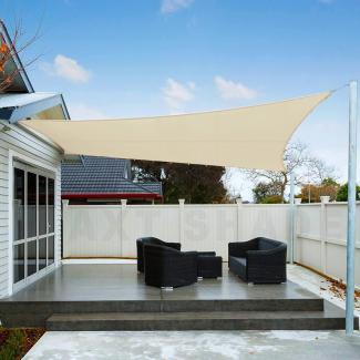 AXT SHADE Sonnensegel Wasserdicht Rechteckig 3x4m Wetterschutz Sonnenschutz PES Polyester mit UV Schutz für Terrasse Balkon Garten-Helles Khaki