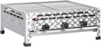 vidXL Gastro-Gasgrill 3 Flammen Edelstahl Silbern 41459