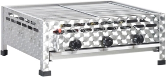 vidXL Gastro-Gasgrill 3 Flammen Edelstahl Silbern 41459