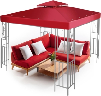 Flexzion Flexzion 12 X12 Pavillon Top Himmel Cover Dual Schicht mit Plain Edge Polyester UV30 Schutz Wasserdicht für Outdoor Garten Terrasse Rasen Sonne Schatten Rot Gartenpavillon