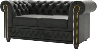 S-Style Möbel Chesterfield-Sofa Anton 2 sitzer Sofa mit Schlaffunktion mit Holzfüßen, Mit Wellenfederung