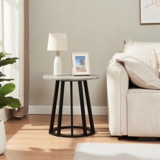 Beistelltisch Buzzard Ø48x48 cm Schwarz/Betonoptik [en. casa]