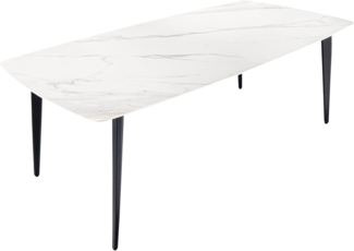 riess-ambiente Esstisch MILANO 180cm weiß / schwarz · Keramik-Tisch mit Metallgestell (Einzelartikel, 1-St), eckig · Marmor-Design · Metallbeine · bis zu 8 Personen · Modern