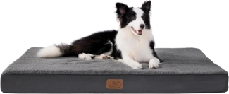 BEDSURE orthopädisches Hundebett mittelgroße Hunde - 91 x 69 x 7.6 cm Hundekissen flauschig Hundematte waschbar Hundematratze in dunkelgrau für mittelgroße Hunde