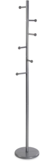 Versa Malai Minimalistischer Garderobenständer für den Eingangsbereich, mit 6 Haken für Kleidung oder Taschen für die Halle, Maßnahmen (H x L x B) 170 x 28 x 28 cm, Metall, Farbe: Grau