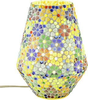 Marrakesch Orient & Mediterran Interior Nachttischlampe Boho Deko tischlampe Nachtischlampe aus Glas Mosaik Fikus -3-, Handarbeit