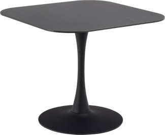 AC Design Furniture Marta Esstisch in Schwarz für 4 Personen, Quadratischer Esstisch, Hitze- und Kratzbeständige Keramikplatte, Trompetenfuß, B: 90 x H: 75 x T: 90 cm