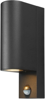 Prios Außen-Wandleuchte Tetje, Metall, Schwarz IP65mit Bewegungsmelder, 2 x 10 W LED
