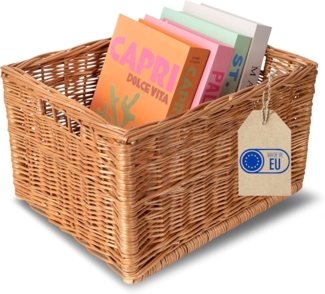 Creative Home Holzkiste Weidenkorb Aufbewahrungskorb, Handgeflochten, Haltbar (1 St), Korb Geflochten Naturkorb mit Griffen Aufbewahrung