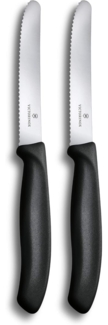 Victorinox Tafelmesser Swiss Classic mit Wellenschliff Rostfrei, Edelstahl, Spülmaschinengeeignet, 2er Set, schwarz
