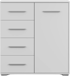 Schiebetürenschrank Frida 01 1D4S, eleganter Kommode Schubladkasten, Kommode mit Schubladen - Schlafzimmer Schiebetüren Schränkchen Stauraum Modern Design (Weiß/Weiß)