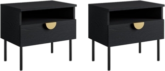 Vente-unique - Nachttische mit 1 Schublade 2er-Set - Schwarz - NATANIEL