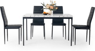 FurnitureR Rechteckige Konferenztische aus weißem Marmorimitat, für 4 bis 6 Personen, Dicke Holzplatte mit Metallstruktur, für Schulungen, Meetings, Konferenzen, 120 x 70 x 75 cm