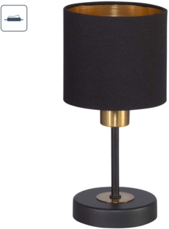 Tischleuchte, Textil, schwarz, gold, H 26 cm