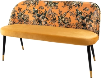 riess-ambiente Sitzbank PRÊT-À-PORTER gelb / schwarz (Einzelartikel, 1-St), Wohnzimmer · Samt · Metall · florales Design · Retro