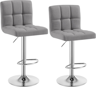 Stilvoller Barhocker 2er-Set aus Leinen & Metallbeinen hellgrau