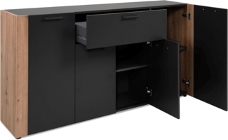 Finori Cento 51A Sideboard, anthrazit / Dekor Artisan Oak | Maße: B x H x T ca. 162 x 83 x 34,5 cm