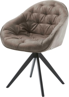 Esszimmerstuhl Gaio-Flex Mikrofaser Taupe Vintage Kreuzgestell kantig Schwarz