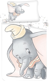 Disney Bettwäsche Set Dumbo Grey 100x135 Bettdecke + 40x60 cm Kopfkissen, 100% Baumwolle