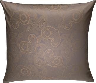 Bettwaesche-mit-Stil Mako-Satin Damast Paisley Bettwäsche "Davos" gold braun - grau Kissenbezug 40x40 cm