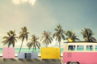 Miami - Lowboard mit 2 Türen und 2 offenen Fächern, Autometallic Lackierung, chromfarbene Griffe, Füsse und Logo aus hochwertigem Autoschriftzug, in verschiedenen Farben, grau