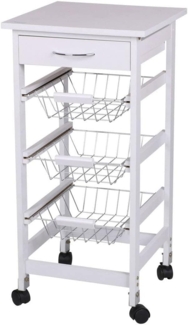 Urban living „PRATIK“ WEISSER AUFBEWAHRUNGSSERVER MIT METALLKORB MIT 3 SCHUBLADEN, 37XH76CM