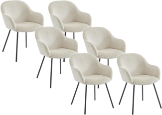 Vente-unique - Stuhl mit Armlehnen 6er-Set - Cord & schwarzes Metall - Beige - MARENZIA