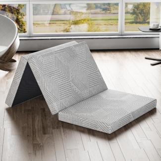 EGO Home Klappmatratze 65x196 cm, Gästematratze Klappbar Höhe 10 cm, Faltbare Matratze Härtegrade H3, Reisematratze, 3-Teilige Gel Visco Schaumstoff Faltmatratze für Reisen, Camping, Boden, Gästebet