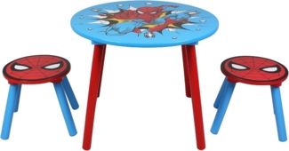 Marvel Spider-Man Tisch- und Hocker-Set für 2 Personen, hält bis zu 30 kg pro Hocker, perfekt zum Spielen und für Aktivitäten, klein, mehrfarbig