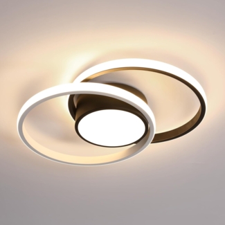 Comely LED Deckenlampe, 42W LED Deckenleuchte Modern Runden Lampe für Schlafzimmer Badezimmer Küche Balkon, Dia 40cm, Natürliches Licht 4500K, Schwarz