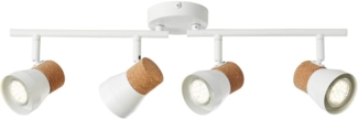 BRILLIANT Lampe Moka Spotrohr 4flg weiß matt/braun | 4x PAR51, GU10, 10W, geeignet für Reflektorlampen (nicht enthalten) | Köpfe schwenkbar