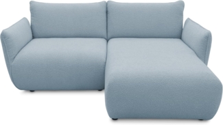 DOMO. collection Ecksofa 800 022, kleines Modulsofa in L-Form mit Taschenfederkern und attraktiver Biese-Naht, Sofa, Polsterecke, Eckcouch 194 x 168 x 79 cm (BxTxH), hellblau