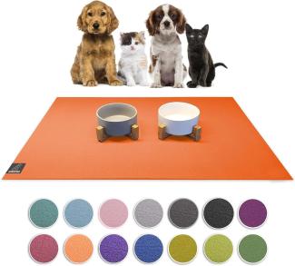 SanoZoo® Napfunterlage - Öko-TEX - Made in Germany - rutschfeste Futtermatte für Hunde & Katzen 80x80cm Orange, wasserfest