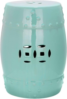 SAFAVIEH Modern Ceramic Garden Stool, in Robins Egg Blue, 35 X 35 X 45