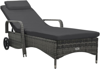 vidaXL Sonnenliege mit Rädern Poly-Rattan Braun 48197