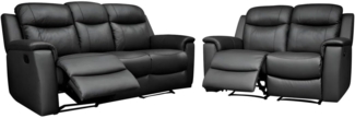 Vente-unique - Ledergarnitur Relax 3+2 - Schwarz - EVASION