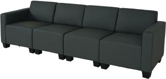 Modular 4-Sitzer Sofa Couch Lyon, Kunstleder ~ dunkelgrau