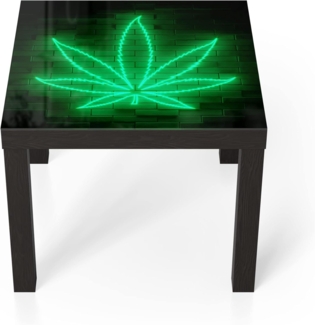 DEQORI Couchtisch 'Leuchtsymbol Hanfblatt', Glas Beistelltisch Glastisch modern
